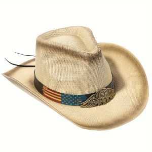 Summer Beach Straw Cowboy Hats For Women & Men With Hat Band