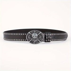 WHIPPY 1pc Street Style Men's Leather Belt, Cool men belt with Western Buckle